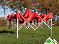 Half open vouwtent van 3x3 meter met rood dakzeil