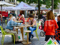 Vouwtenten 3x3 met volledige dakbedrukking voor stad Luik.