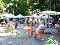 Vouwtenten 3x3 met volledige dakbedrukking voor stad Luik.