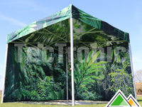 Vouwtent 3x3 Solid 50 met dubbelzijdige dakbedrukking in jungle-thema.