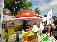 Volledig bedrukte promo tent voor POM West-Vlaanderen